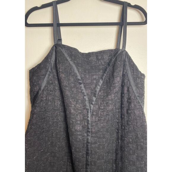 LANE BRYANT ISABEL TOLEDO DRESS 16 BLACK METALLIC DECO SEAMED FISHTAIL HOLIDAYS - Picture 7 of 12